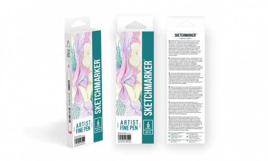 Набор капиллярных ручек Sketchmarker Artist fine pen Basic 2 6цв Набор капиллярных ручек Sketchmarker Artist fine pen Basic 2 6цв